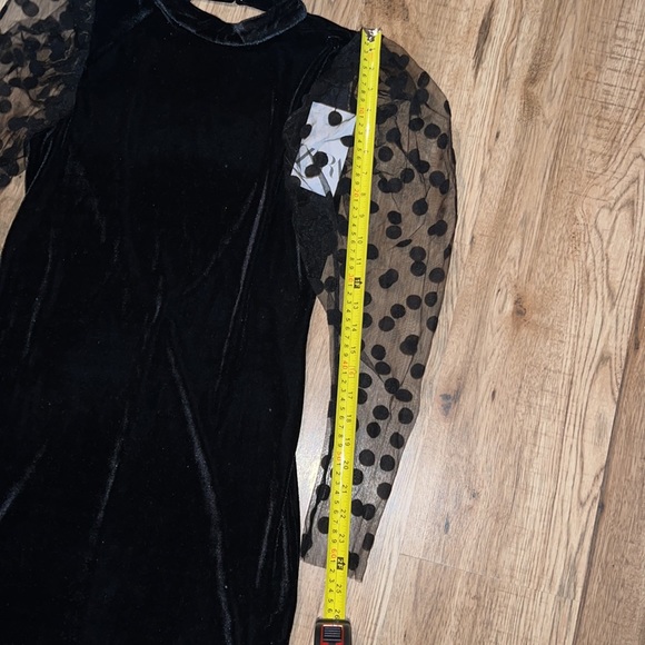 NEW! HP 🥳🥳🥳Zara Velvet Look Long Sleeve Dress with Polka Dot Detail - Picture 6 of 11